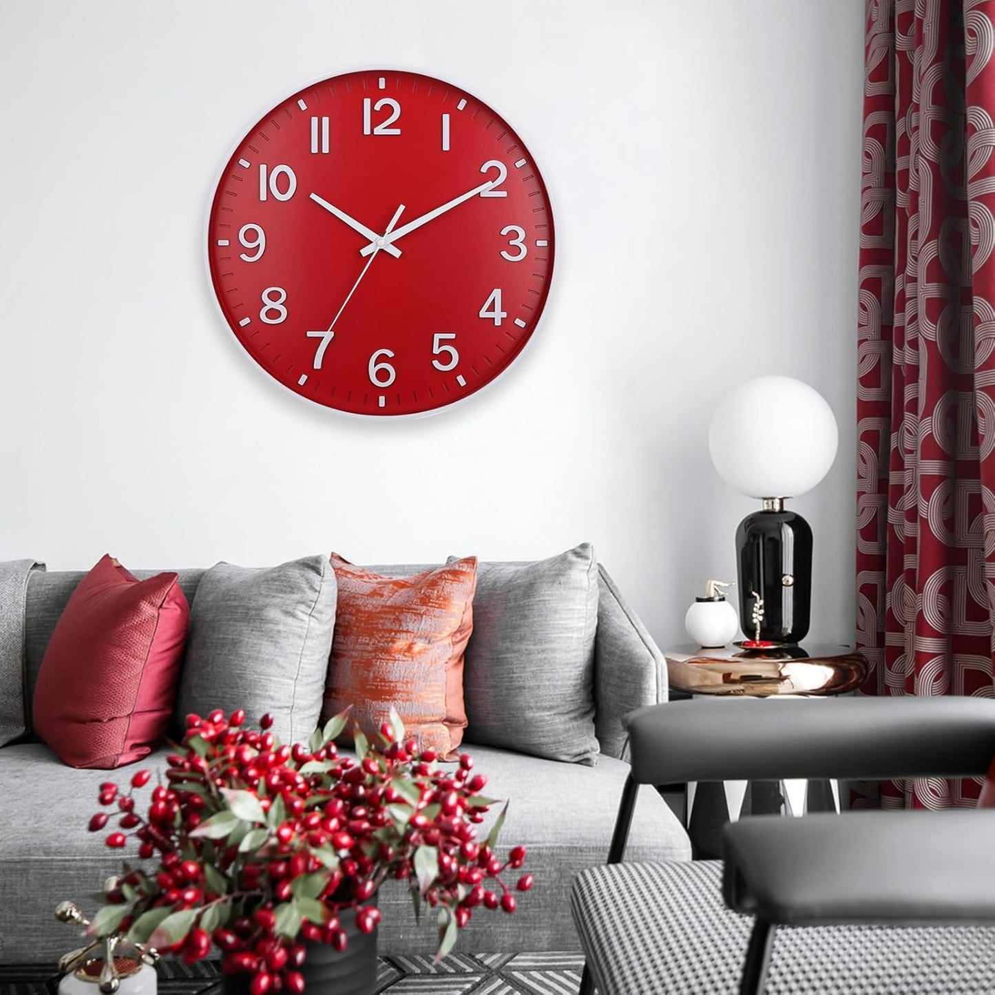 HZDHCLH Wall Clocks Battery Operated,12 inch Silent Non Ticking Modern Wall Clock for Living Room Bedroom Kitchen Office Classroom Decor (Olive Green and Gold)