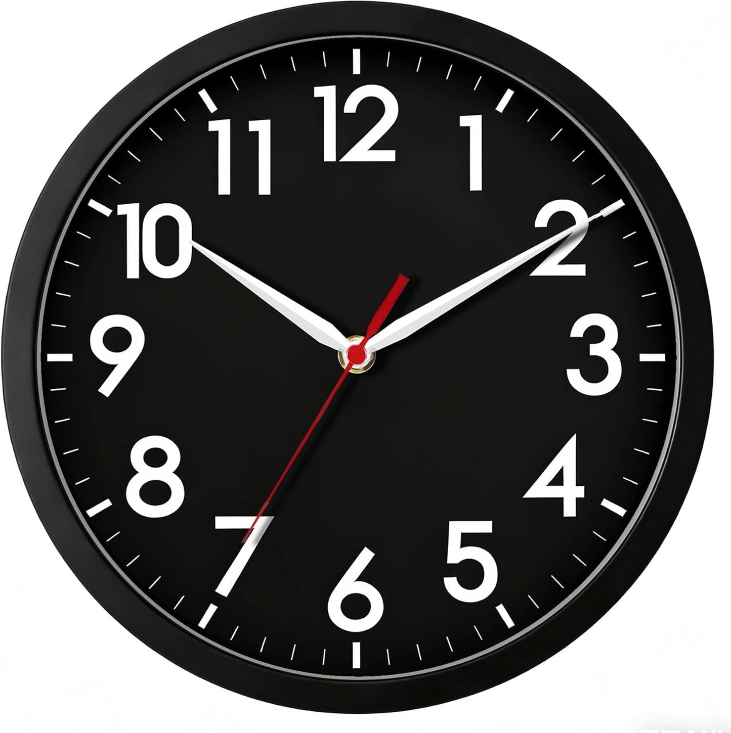 AKCISOT Wall Clock, Modern Small Wall Clocks Battery Operated 8 Inch, Silent Non-Ticking Analog Classic for Office, Home, Bathroom, Kitchen, Bedroom, School(Black)