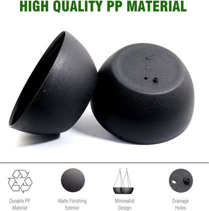 WSMKSZ 10 inch Hanging Planters for Outdoor Indoor Plants with Drainage Holes and Chain, 2 Pack Round Hanging Flower Pots for Garden Home Porch Decor, Black
