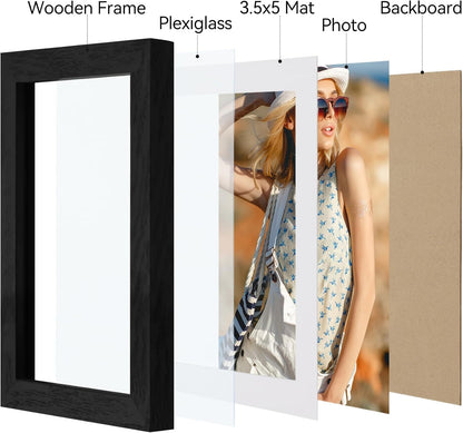 Vittanly 11x14 Picture Frame, Display Pictures 8x10 with Mat or 11x14 without Mat, Photo Frame for Wall Mounting, Black, 1 Pack - Colors A