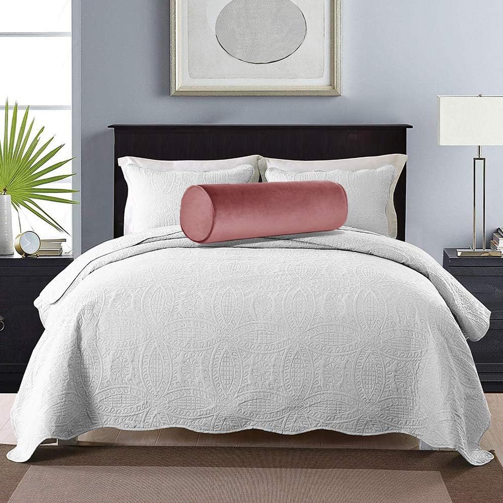 Tinbolunce Memory Foam Roll Pillow for Knee/Leg/Neck - Full Moon Bolster/Round Cylinder Pillow for Sleeping on Side or Back - Removable Cooling Cover Length 18" x 6" Diameter (Navy Blue)