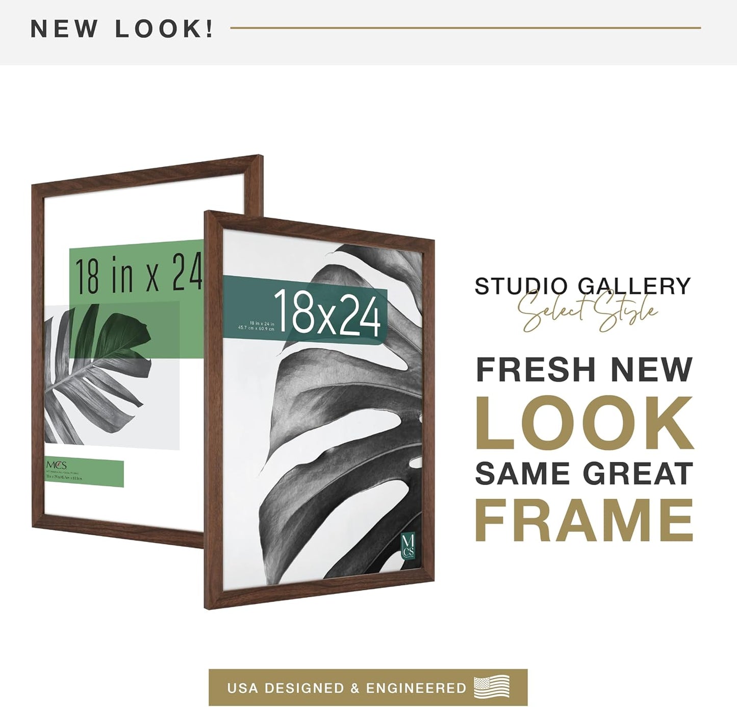 MCS Studio Gallery 16x24 Poster Frame Black Woodgrain Engineered Wood, Vertical & Horizontal Wall Hanging Large Picture Frame for Photos, Posters & Art Prints (1-Pack)