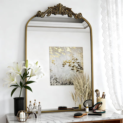 Dewfig Arched Full Length Mirror, 76"x34" Large Floor Mirror, Full Body Mirrors for Leaning or Hanging, Standing Mirrors for Bedroom, Living Room,Dressing Room, Aluminum Alloy Frame, Black