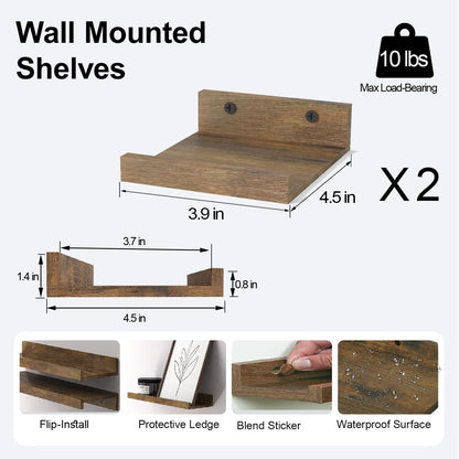 White Floating Shelves for Wall Decor, Wall Mounted Wood Storage Shelf for Bedroom, Living Room, Bathroom, Kitchen, Nursery, Display Picture Ledge Shelf with Lip Set of 2-14 Inches, White