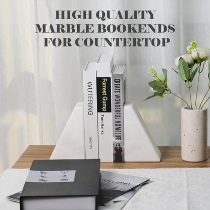 Karibiber Travertine Bookends for Heavy Books, Marble Decorative Bookends for Shelves, Heavy-Duty Stone Book Ends for Hardback Book & Cookbooks, Unique Book Stopper & Holder, Travertino Italy