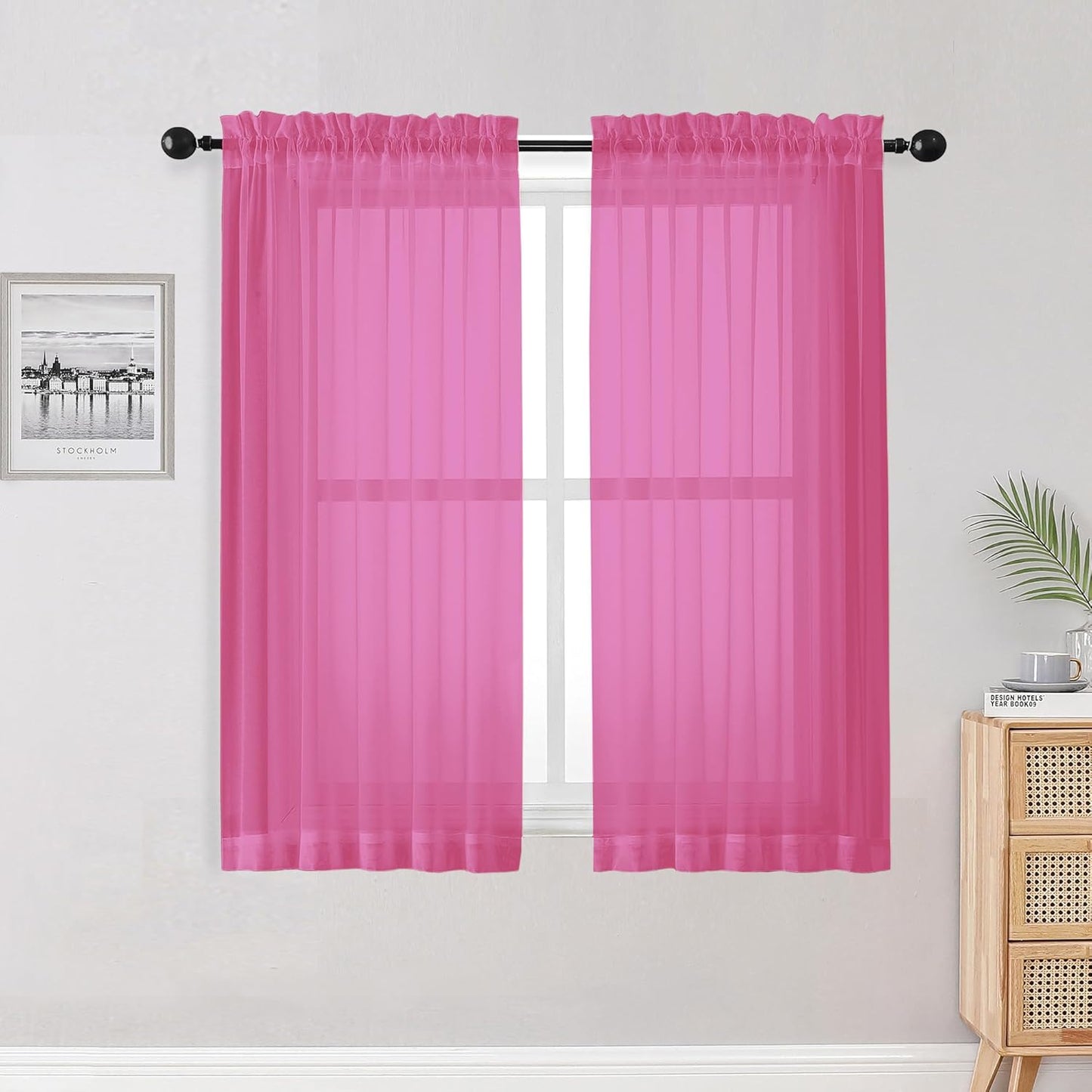 OWENIE Sheer Curtains 84 inches Long 2 Panels Set for Living Room/Bedroom, Rod Pocket Voile Sheer Panel Drapes, White, 2pcs, Each 42" W x 84" L - Colors B