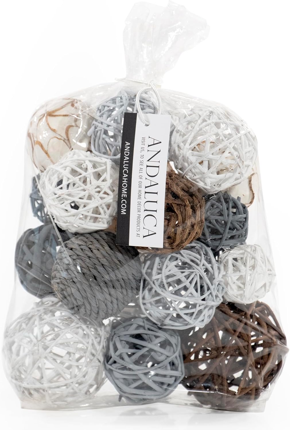 ANDALUCA Black & White Decorative Balls Bowl Filler Bag with Orbs, Balls (Black)