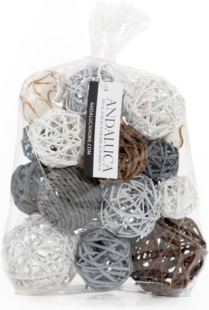 ANDALUCA Black & White Decorative Balls Bowl Filler Bag with Orbs, Balls (Black)