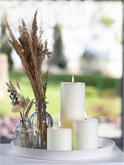 CANDWAX 3x4 inch Pillar Candles Set of 3 – Unscented Dripless Rustic Dark Blue Candles for Room Decor, Weddings, Centerpieces