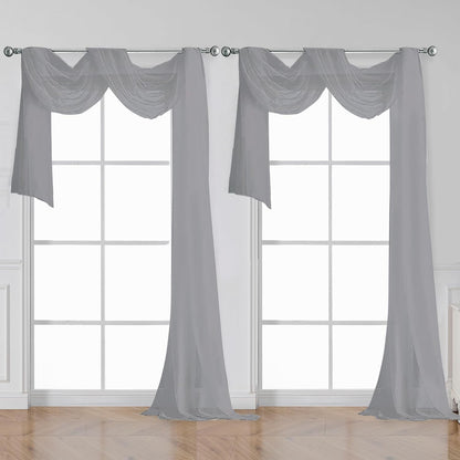 OWENIE Sheer Curtains 84 inches Long 2 Panels Set for Living Room/Bedroom, Rod Pocket Voile Sheer Panel Drapes, White, 2pcs, Each 42" W x 84" L - Colors A