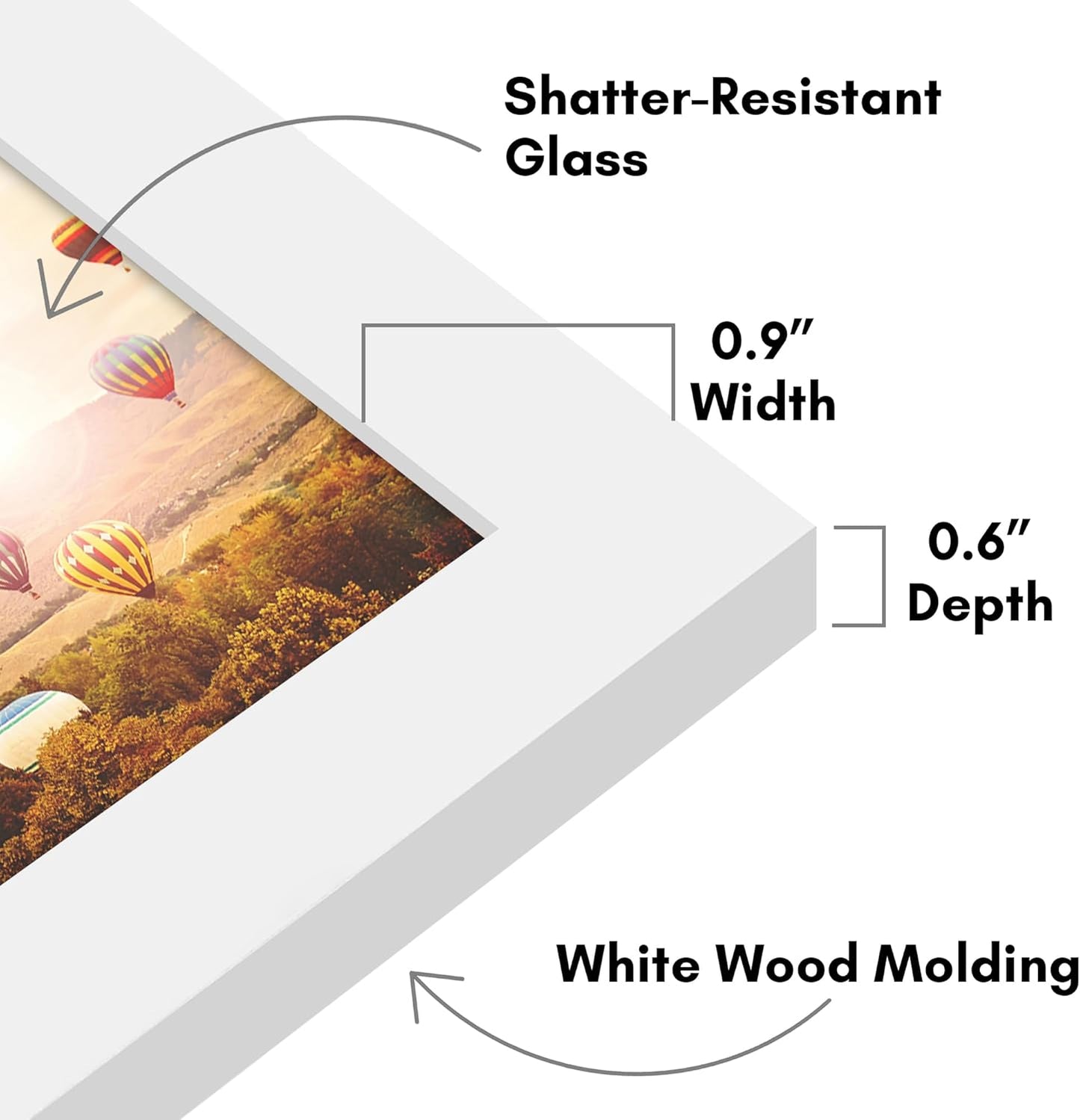 Americanflat 12x18 Poster Frame with Shatter-Resistant Glass - Signature Collection - Gallery-Style Frames Made of Engineered Wood - Photo Frame for Wall Display - Black - Colors C