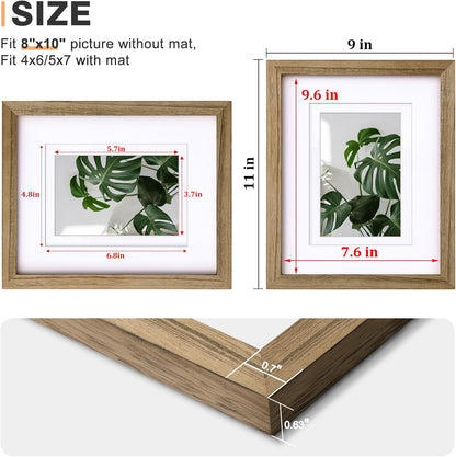 Egofine 12x16 Picture Frame Black, Covered by Plexiglass Made of Solid Wood, Display Pictures 9x12 and 11x14 with Mat or 12x16 Without Mat, for Wall Mounting Photo Frame - Colors A