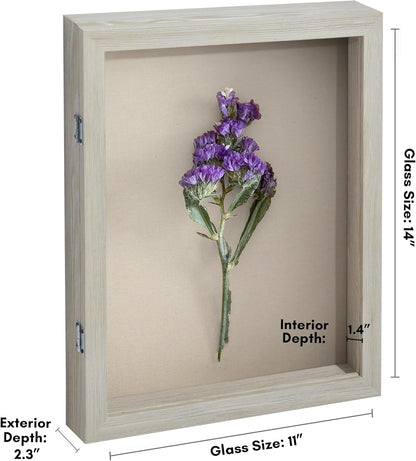 Americanflat Front Opening 11x14 Shadow Box Frame with Shatter-Resistant Glass - Silhouette Collection - Shadow Box Display Case for Tabletop and Wall Display - Black