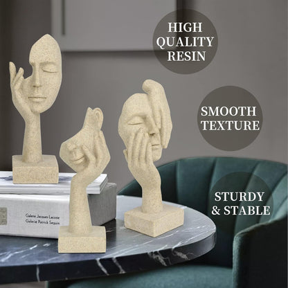 3 Pcs Thinker Statue,Modern Home Resin Sculptures,Collectible Figurines for Home Office Bookshelf Desktop Decor(Black)