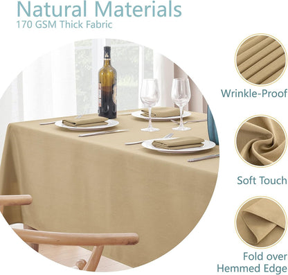 Veblandy Rectangle Tablecloth Waterproof Linen Textured Table Cloth Stain and Wrinkle Resistant Washable, Decorative Fabric Table Cover for Dining, Party and Camping (Sage Green, 52 * 70)