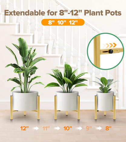 Plant Stand Indoor Adjustable, Metal Modern Indoor Plant Stand, Heavy Duty Plant Stands Outdoor Corner, Stable Plant Holder, Fits 8 to 12 Inches Pots, Black, 1 Pack, Pot & Plant Not Included