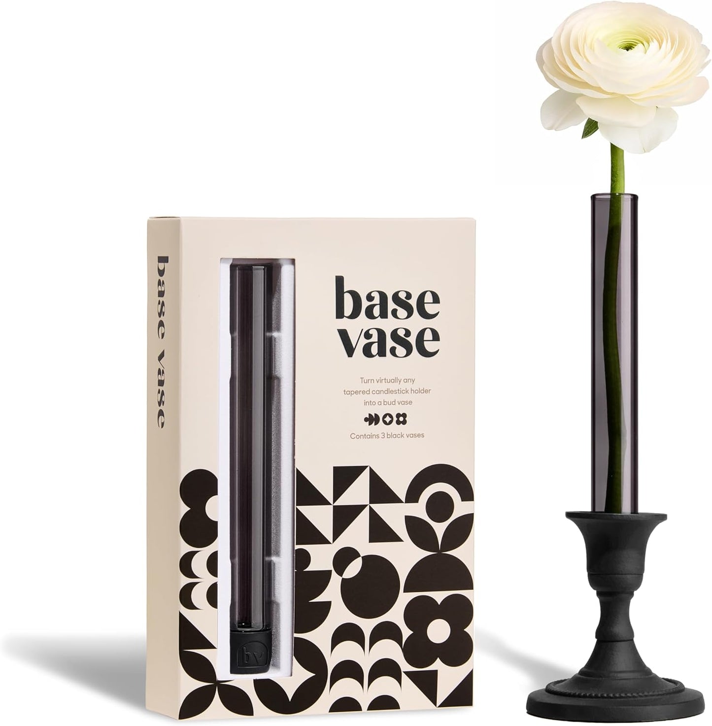Base Vase (3-Pack) - The Bud Vase that Fits in Taper Candle Holders | Create Floral Arrangements for Tablescapes, Centerpieces, Weddings and Home Decor