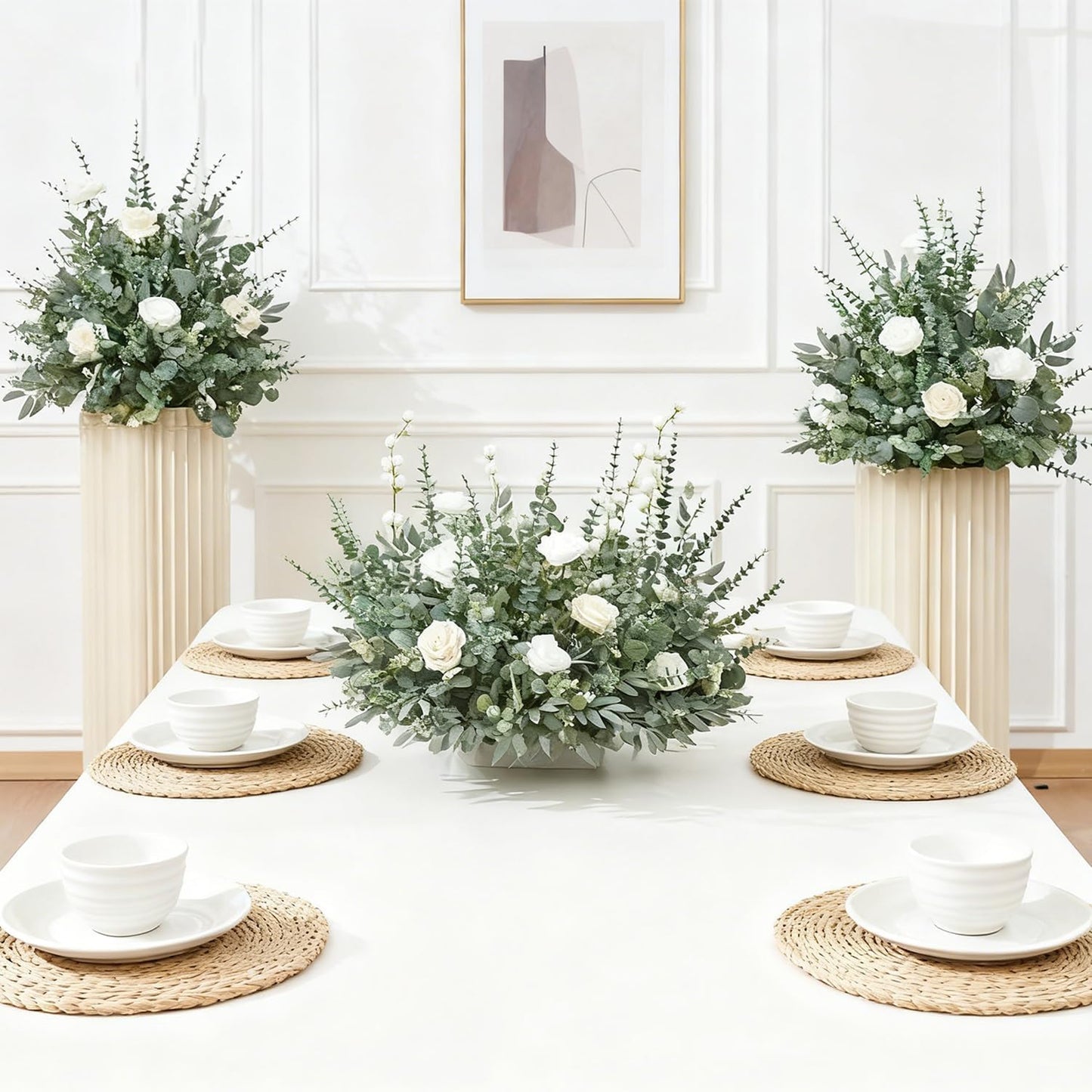 120 Pcs Artificial Eucalyptus Leaves Stems Bulk, Realistic Fake Greenery with 4 Kinds Mixed Silver Dollar, Faux Plants for DIY Floral Arrangements, Wedding Bouquets, Home, Party, Vase Decor