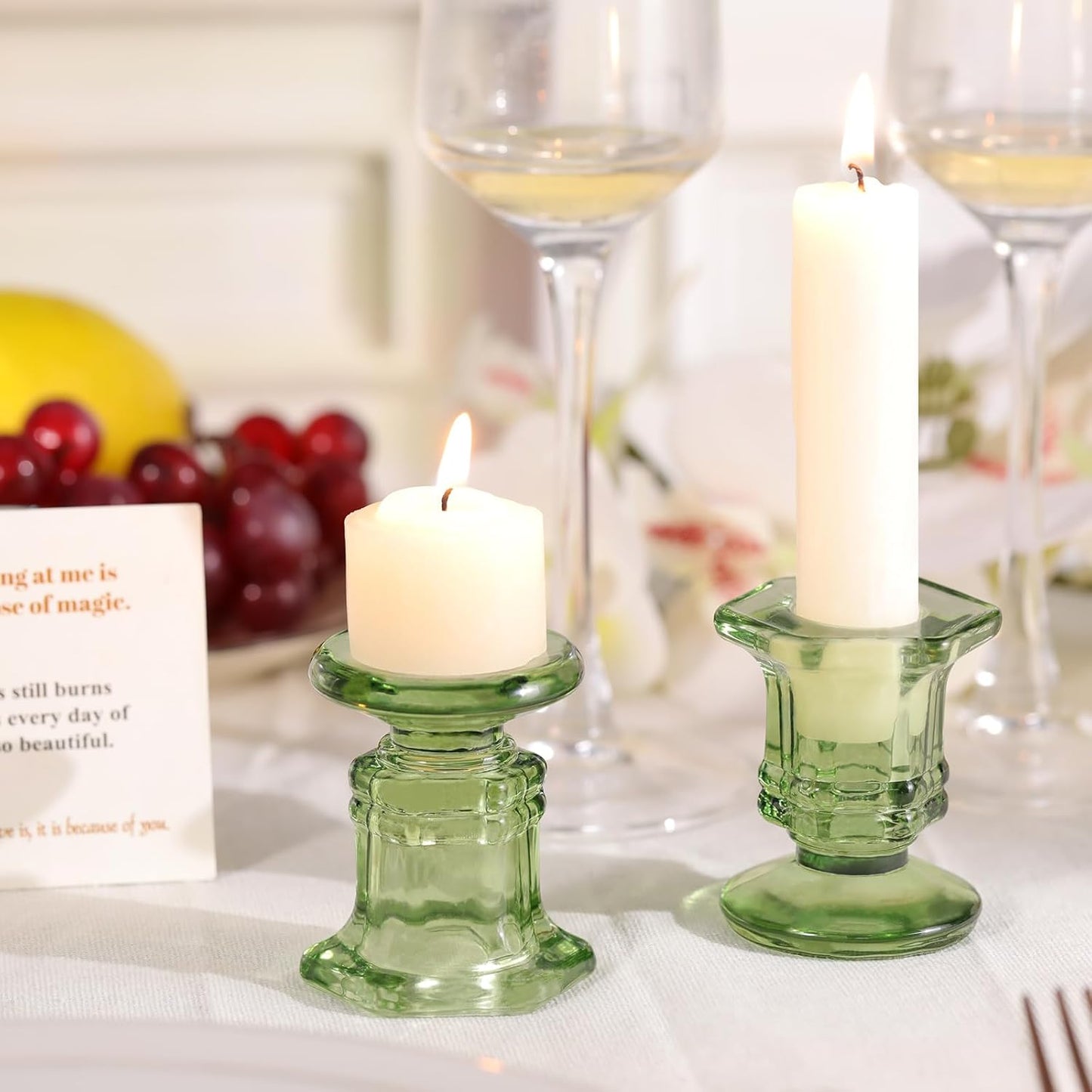 Lanttu Candlestick Holders Bulk, 12 Pcs Glass Candle Holders Set Clear, Crystal Taper Candle Holder for Wedding, Table Centerpiece, Home Decoration