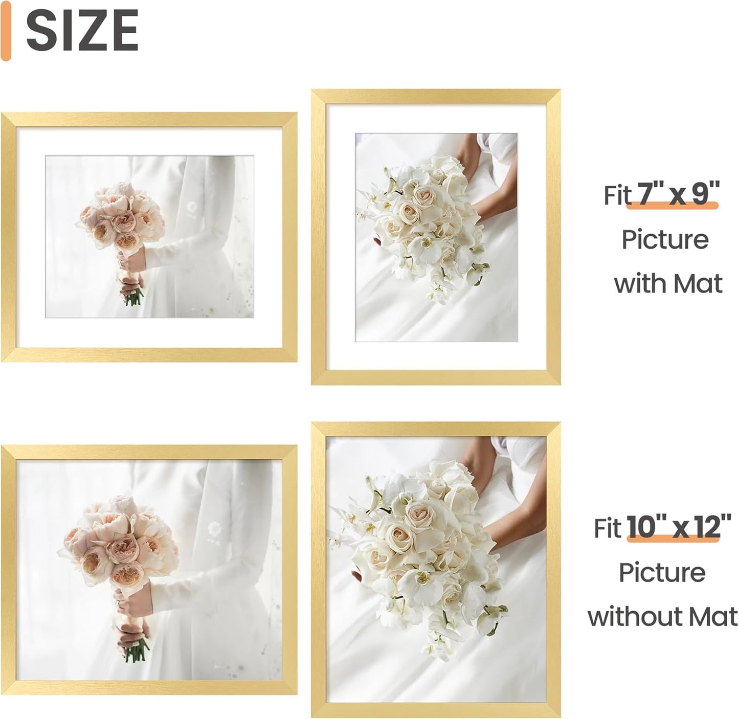 upsimples 8x10 Picture Frame, Display Pictures 5x7 with Mat or 8x10 Without Mat, Wall Hanging Photo Frame, Black, 1 Pack - Colors A