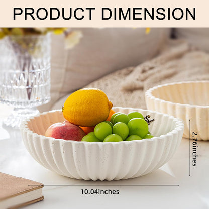 Large Decorative Fruit Bowl for Kitchen Counter, Sandstone Look Modern Minimalist Snack Candy Bowl for Table Centerpiece Decor, Home, Office, Hotel, Entryway (Beige)