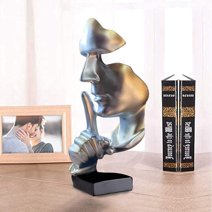 aboxoo Thinker Statue, Silence is Gold Abstract Art Figurine,Modern Home Resin Sculptures Decorative Objects,Table Top Decor for Livingroom Home Decor,Office Study Sculpture,Shh mask Statue(Gold)