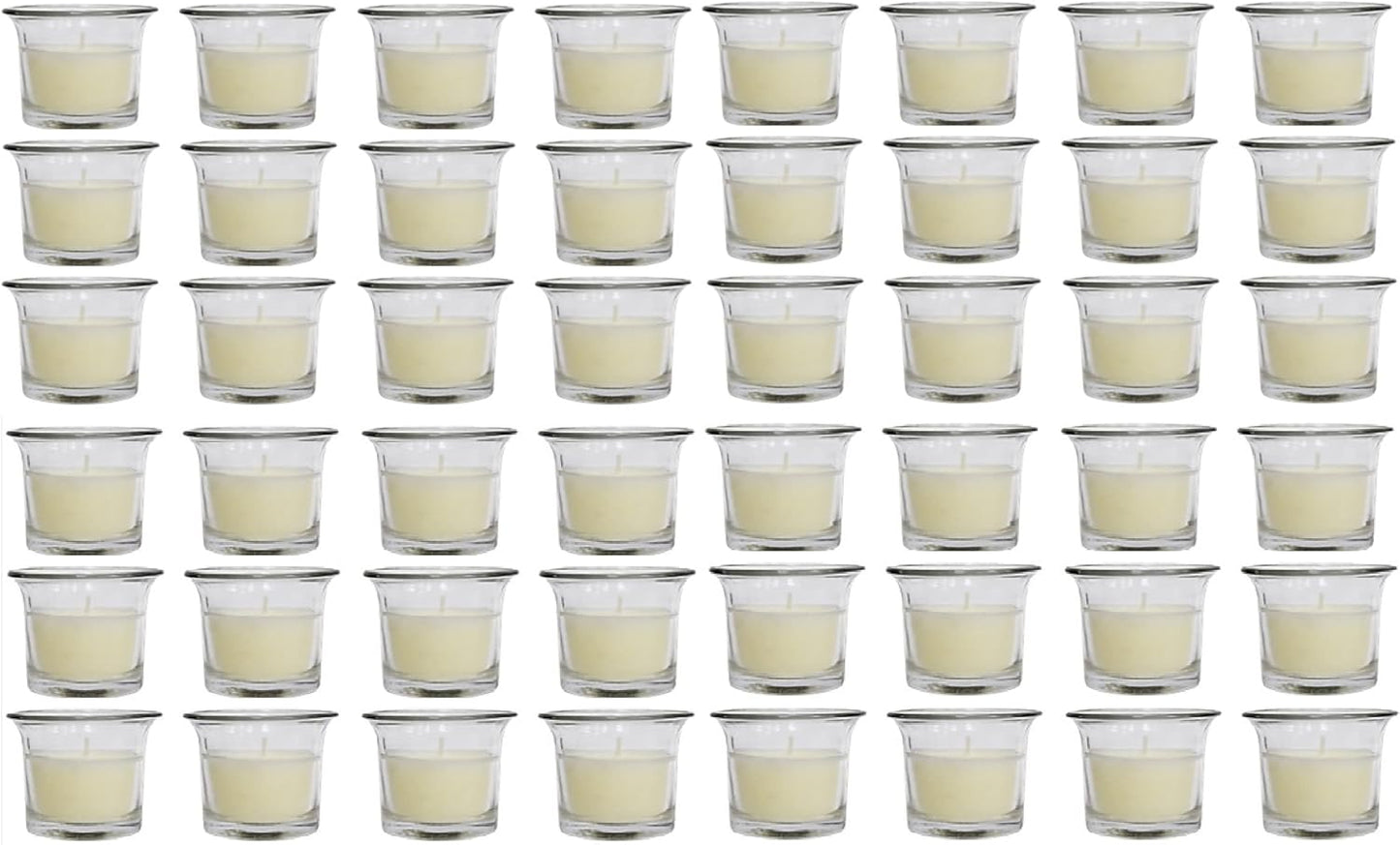 48-Pack Clear Glass Votive Candles – 10–12 Hour Long Burn, Unscented, Ivory, Bulk Set for Weddings, Events & Table Centerpieces – Hosley