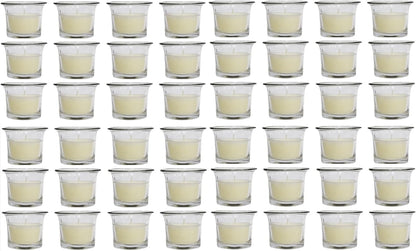 48-Pack Clear Glass Votive Candles – 10–12 Hour Long Burn, Unscented, Ivory, Bulk Set for Weddings, Events & Table Centerpieces – Hosley