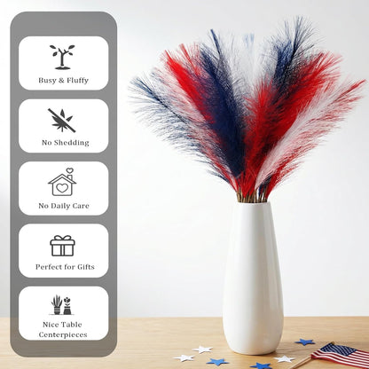 obbsie 50pcs Pink Faux Pampas Grass Decor, 21.6" Short Artificial Floral Branches Vase Filler Flower Arrangement for Home Wedding Boho Outdoor Decor