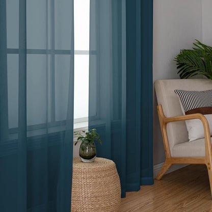 OWENIE Sheer Curtains 84 inches Long 2 Panels Set for Living Room/Bedroom, Rod Pocket Voile Sheer Panel Drapes, White, 2pcs, Each 42" W x 84" L - Colors A