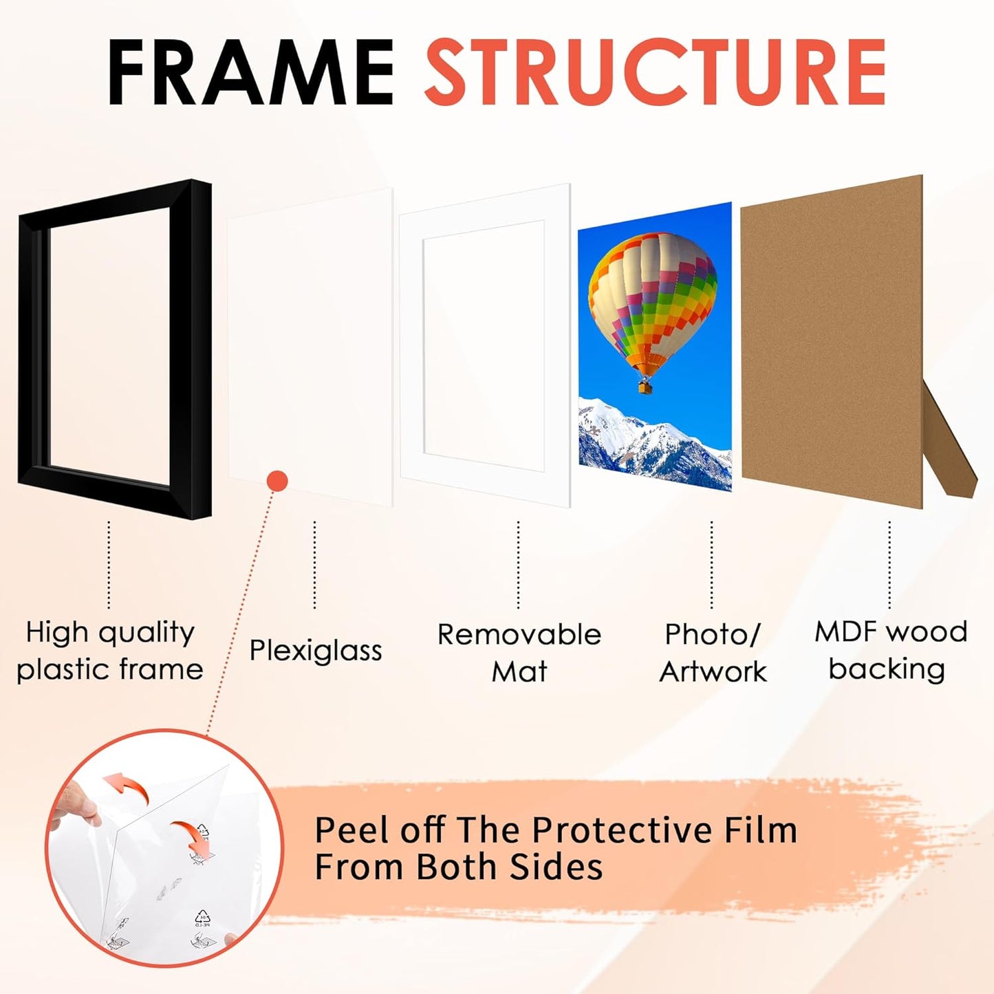 FIXSMITH 10 Pack Picture Frames Collage Wall Decor for Mounting or Tabletop Display, Gallery Wall Frame Set with Two 8x10 Black Frames, Four 5x7 Frames and Four 4x6 Frames, Multi-Pack Photo Frame Set
