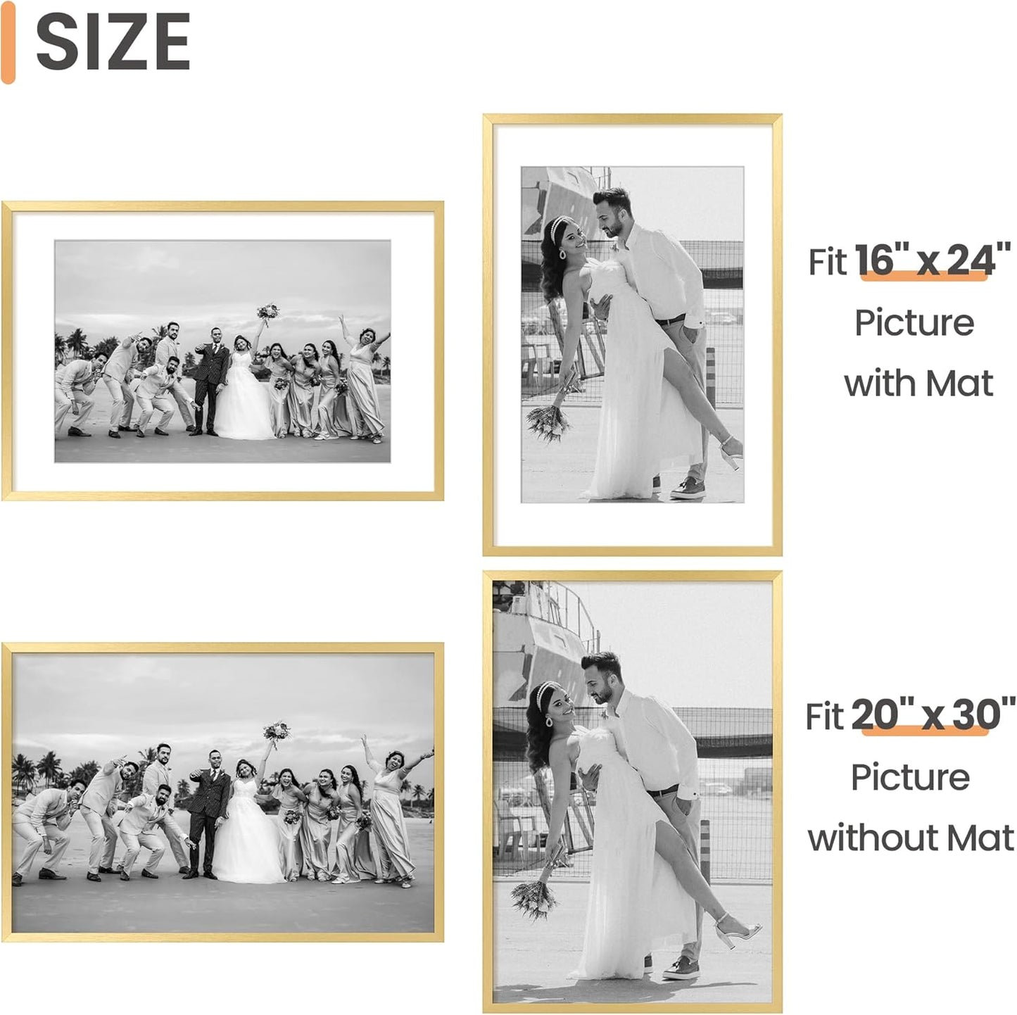 upsimples 8x10 Picture Frame, Display Pictures 5x7 with Mat or 8x10 Without Mat, Wall Hanging Photo Frame, Black, 1 Pack - Colors A