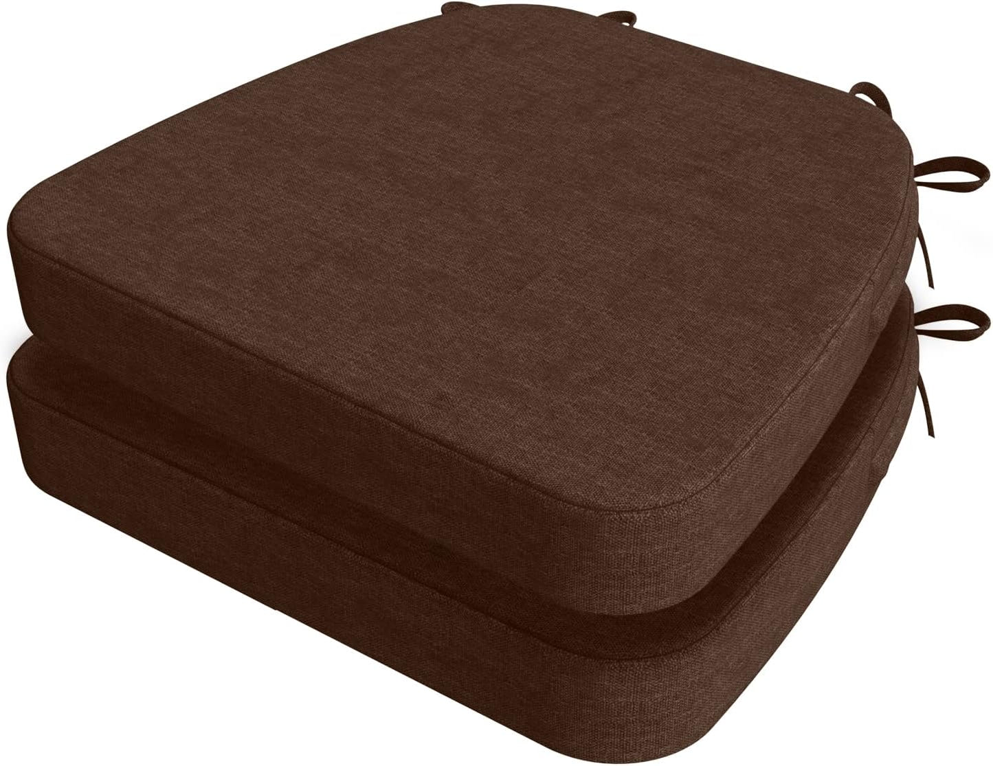 AAAAAcessories D-Shaped Chair Cushions, 2" Thick Dining Chair Pads with Ties and Removable, Machine-Washable Cover, 17" x 16", Set of 4, Oatmeal Beige - Colors A