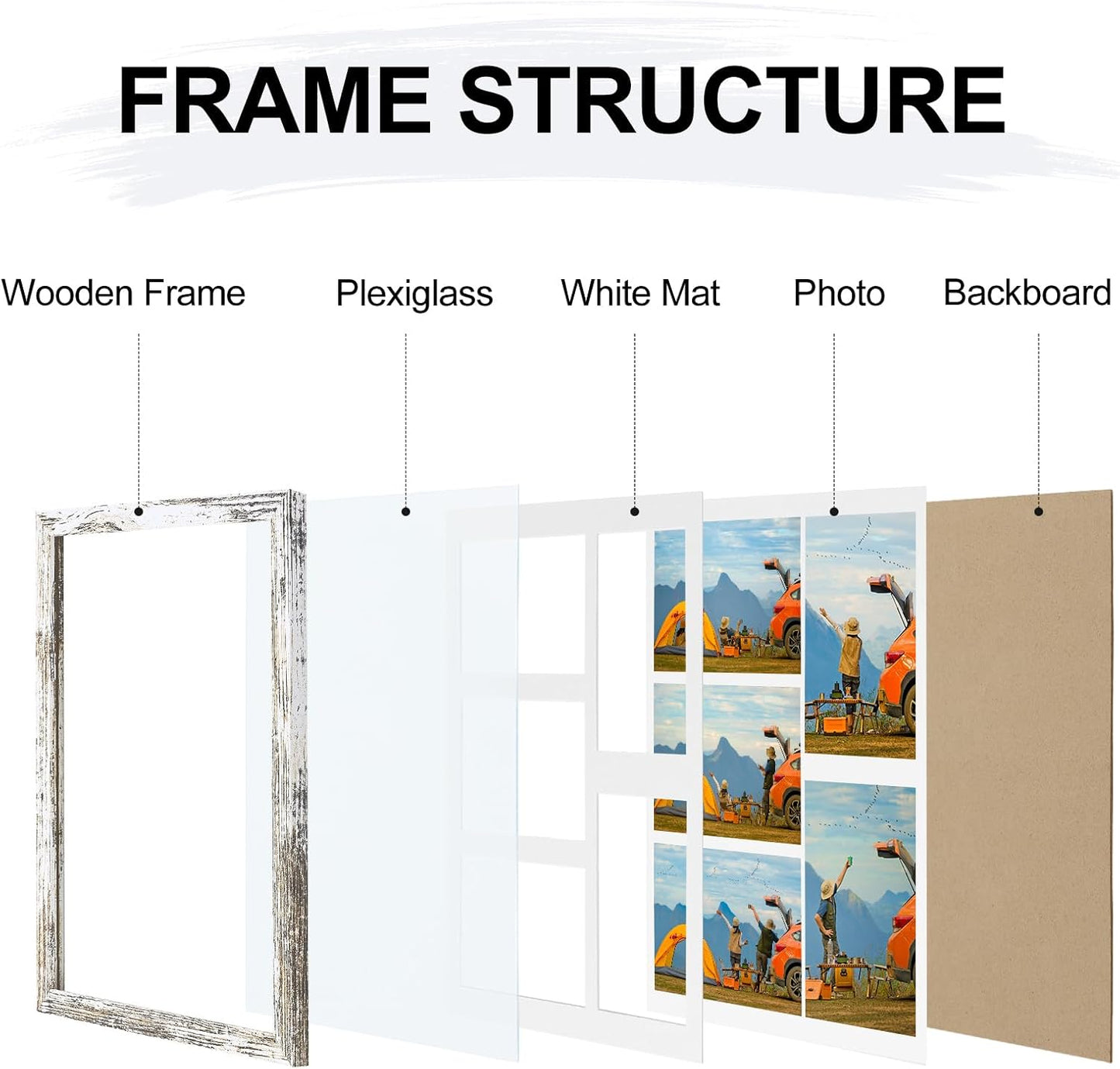 Vittanly 11x14 Collage Picture Frame, Displays 5Pcs 4x6 Pictures with Mat or 1Pcs 11x14 without Mat for Wall Mounting, Picture Frames Collage Wall Decor in Black, 1 Pack