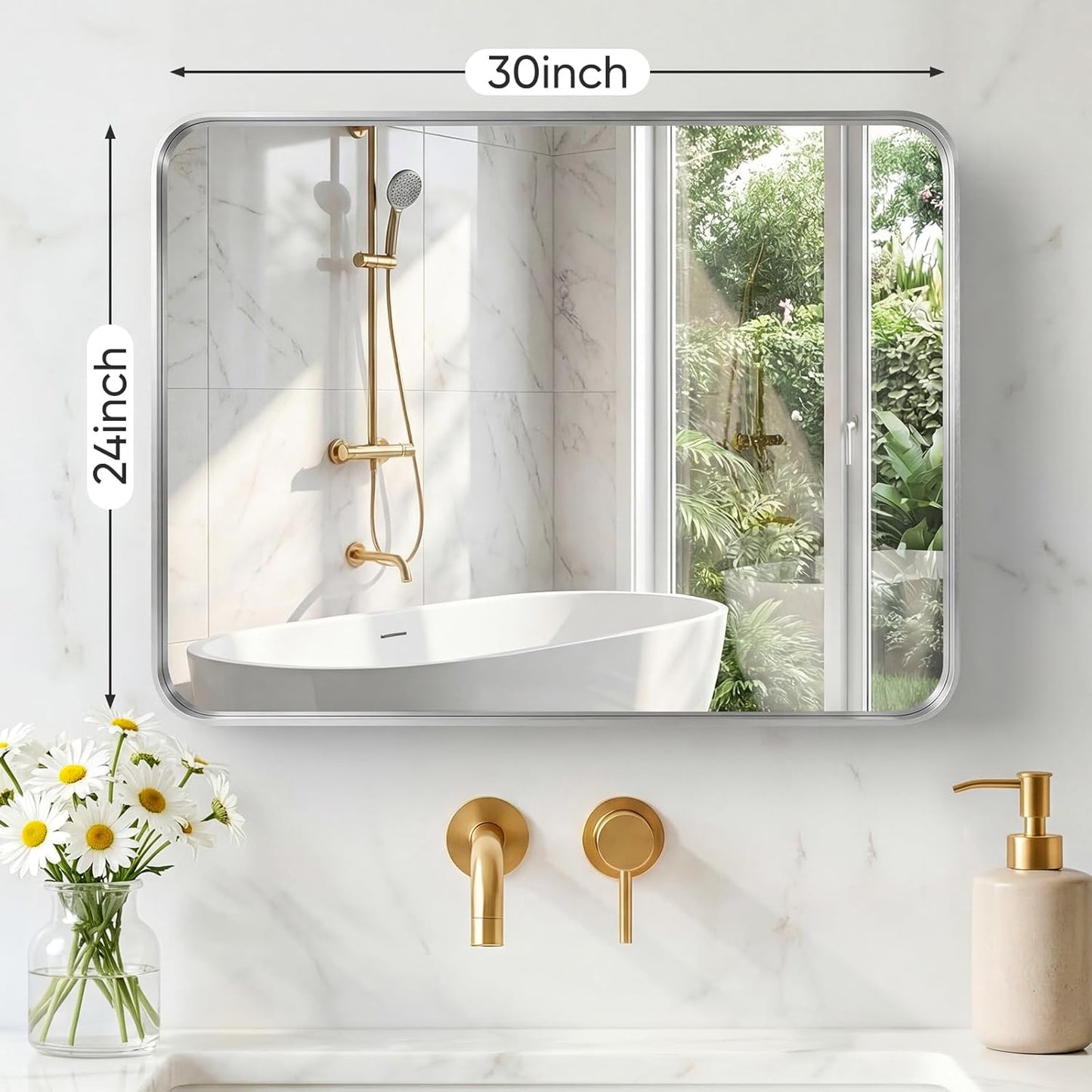 NEWBULIG Gold Round Wall Mirror 36 Inch, Bathroom Mirrors for Over Sink, Wall Decor for Bathroom, Entryway, Bedroom, Vanity