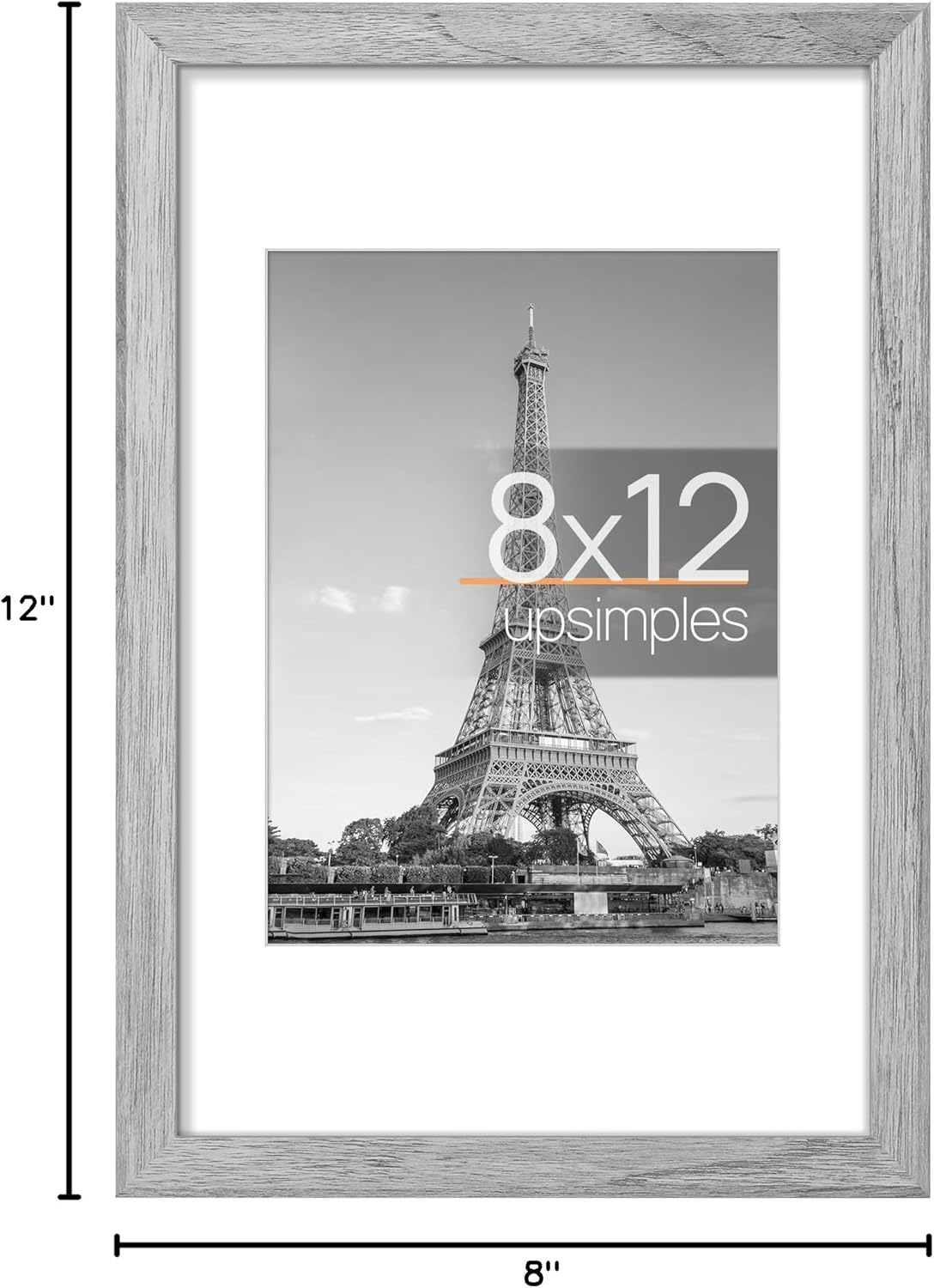 upsimples 8x10 Picture Frame, Display Pictures 5x7 with Mat or 8x10 Without Mat, Wall Hanging Photo Frame, Black, 1 Pack - Colors A