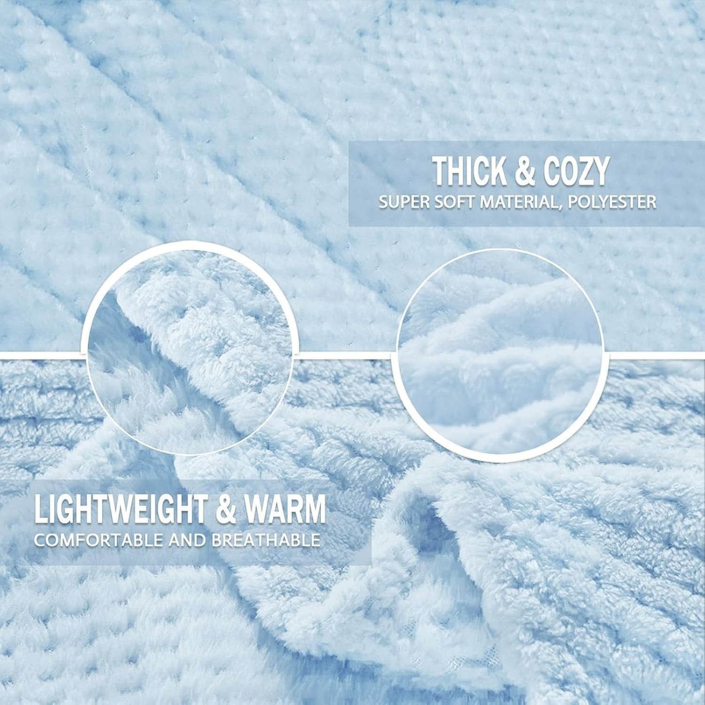 Exclusivo Mezcla Fleece Throw Blanket Extra Large, Super Soft and Warm Blankets for Couch, Sofa and Bed Waffle Textured, Cozy, Fuzzy and Lightweight (Slate Blue, 50x70 Inches)