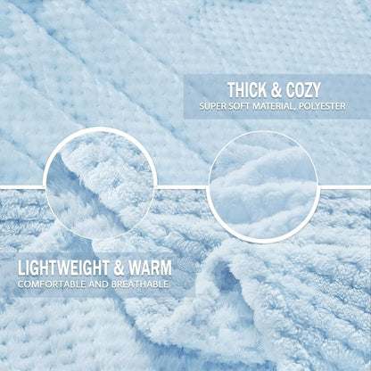 Exclusivo Mezcla Fleece Throw Blanket Extra Large, Super Soft and Warm Blankets for Couch, Sofa and Bed Waffle Textured, Cozy, Fuzzy and Lightweight (Slate Blue, 50x70 Inches)