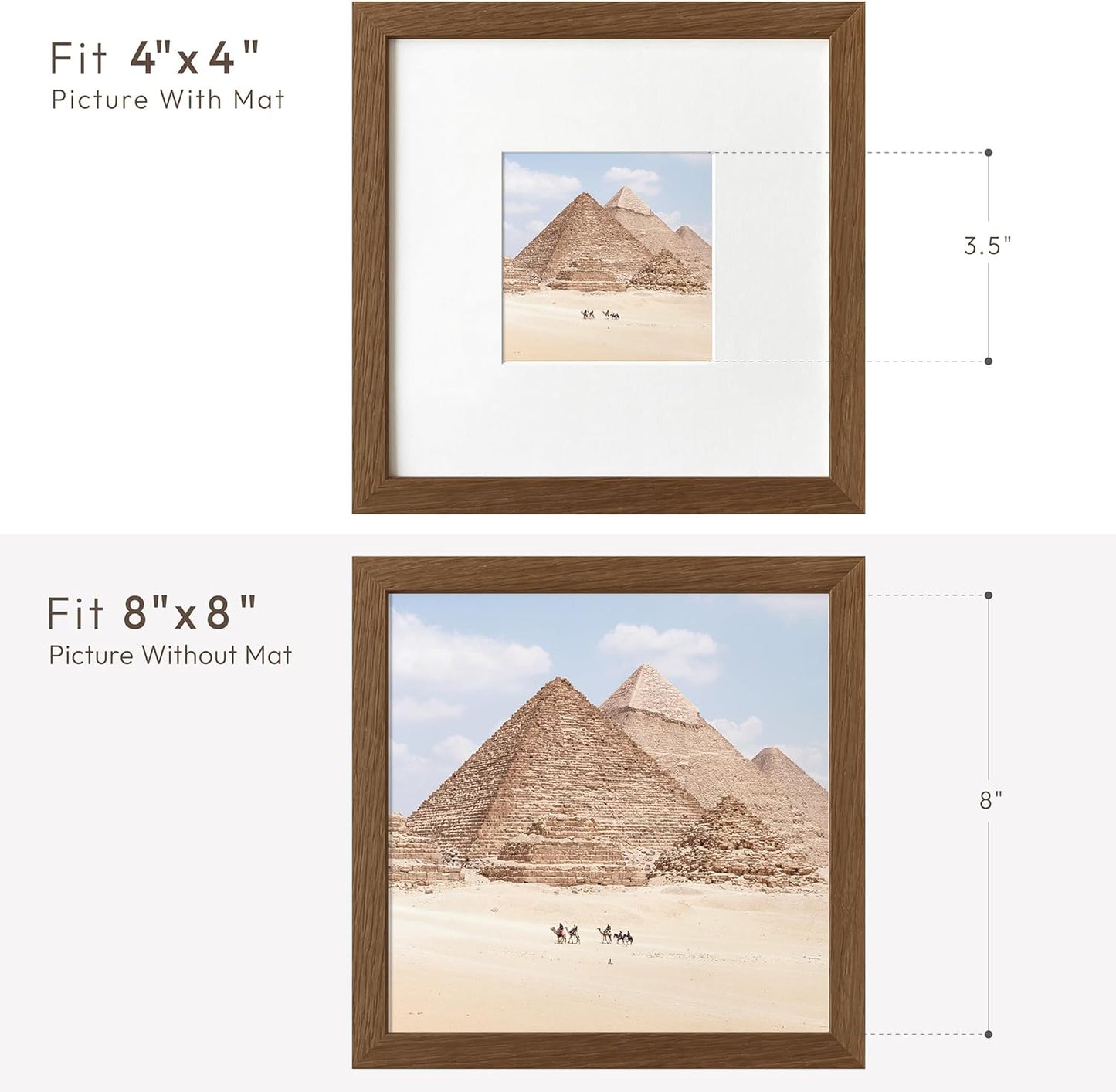 5x7 Picture Frame, Solid Oak Wood 5 x 7 Photo Frame with Mat to 4x6, 7x5 Picture Frames for Wall and Tabletop Display, (Walnut Set of 1)