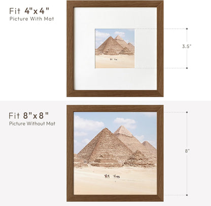 5x7 Picture Frame, Solid Oak Wood 5 x 7 Photo Frame with Mat to 4x6, 7x5 Picture Frames for Wall and Tabletop Display, (Walnut Set of 1)