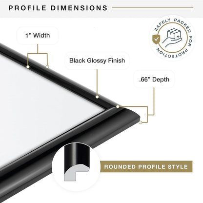 MCS Trendsetter 24x36 Poster Frame Black High-Gloss, Vertical & Horizontal Wall Hanging Large Picture Frame for Photos, Posters & Art Prints (1-Pack)