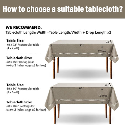 MIULEE Beige Rectangle Linen Polyester Tablecloth with Decorative Cutouts Spring Waterproof Stain Resistant & Shrink-Proof Table Cloth 52x70 inch Farmhouse Style for Dining Wedding and Outdoor