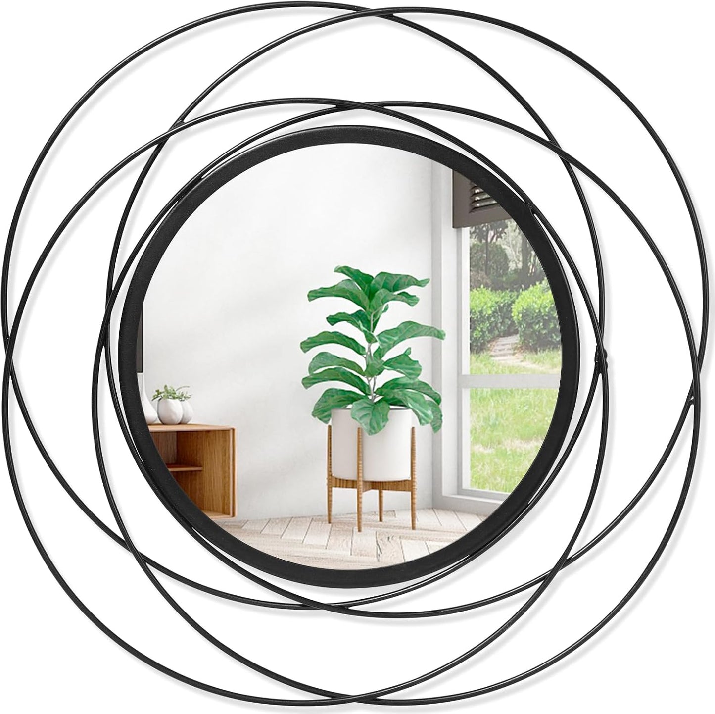 Gold Sunburst Mirrors for Wall Decorative Metal Round Art Mirrors Large Wall Decor Hanging Mirror for Bathroom Bedroom Living Room Vanity Entryway 16"