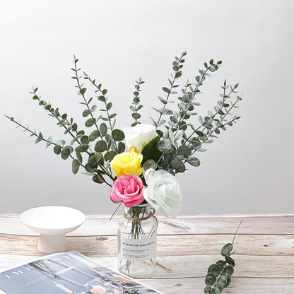 Fake Plants, 20Pcs Eucalyptus Stems Artificial Flowers, Fake Eucalyptus Leaves Stems, Plastic Grey Green Touch Leaf Branches for Home Office Flowers Bouquet Centerpiece Wedding Decoration