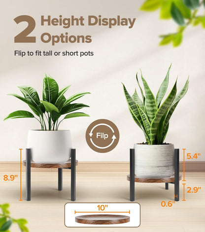 Plant Stand Indoor Adjustable, Metal Modern Indoor Plant Stand, Heavy Duty Plant Stands Outdoor Corner, Stable Plant Holder, Fits 8 to 12 Inches Pots, Black, 1 Pack, Pot & Plant Not Included