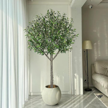 Faux Olive Tree 6ft Tall Faux Trees Fake Plant with 2100 Leaves & 80 Realistic Potted Silk Artificial Olive Tree for Home Porch Garden Living Room Office Decor