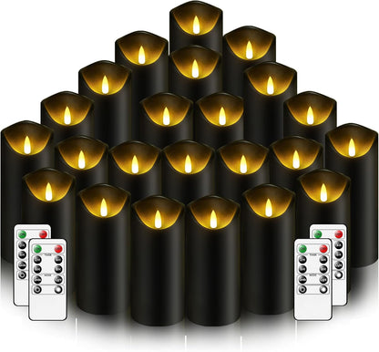 Nimiko Flameless Candles with Remote, Battery Operated Flickering Flameless Candles, LED Candles with Timer 2/4/6/8H, with Realistic LED Candles Set of 9 (D3 x H 3" 4" 5" 6" 7") (Ivory)