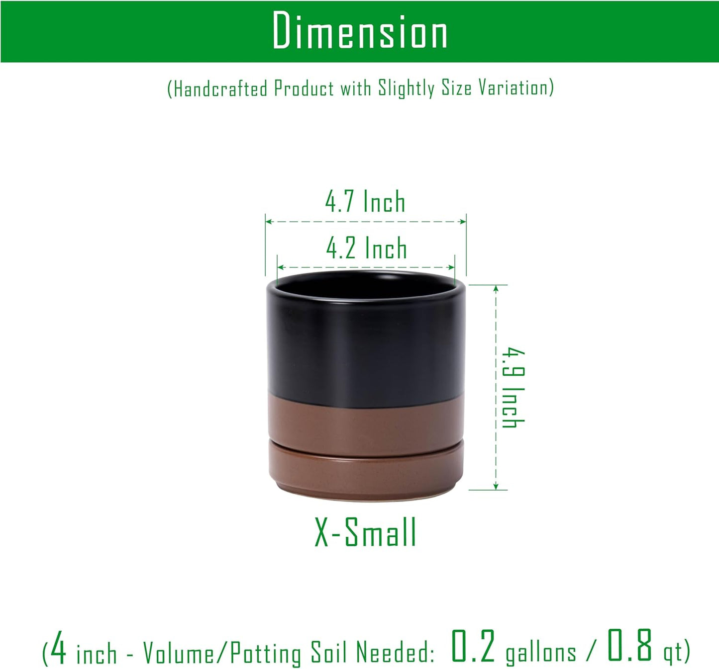 D'vine Dev Set of 2 Plants Pots, 6.5 Inch Ceramic Planter Pot for Plants with Drainage Hole and Saucer, White, 94-V-C-1