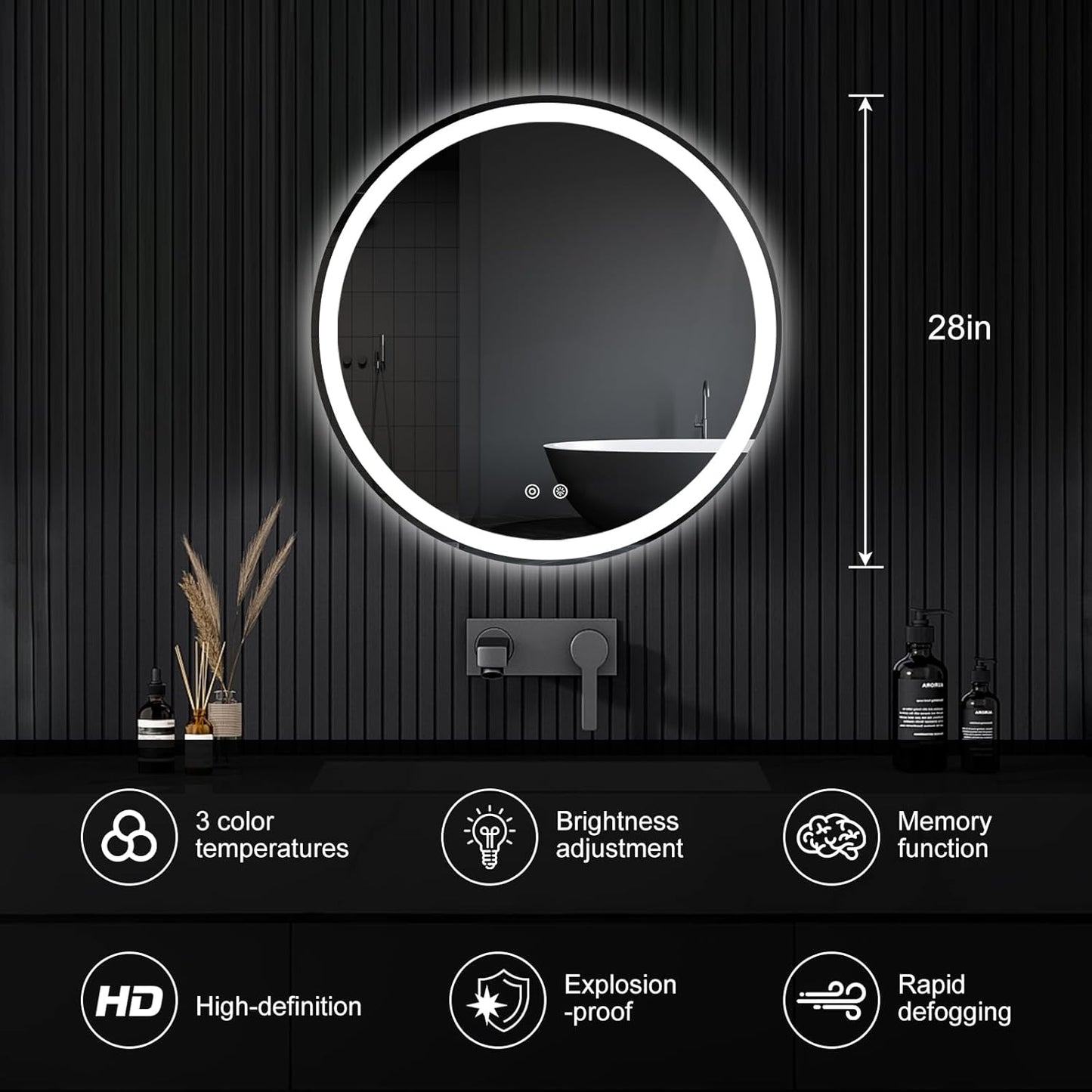 NEWBULIG 20IN Round Bathroom Wall Mirror, Modern Vanity Mirrors for Over Sink, HD Glass Decorative for Entryway, Bedroom & Living Room, Gold