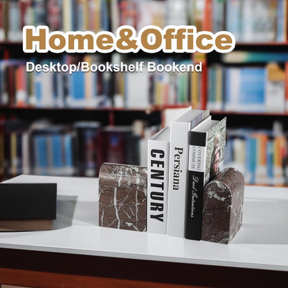 Koville African Natural Marble Bookends for Shelves, Non-Slip Book Ends, 13LBS Ultra Heavy Duty Marble Book Holder Organizer, Apartment Decor for Movies/CD/Video Games(Namib Fantasy)